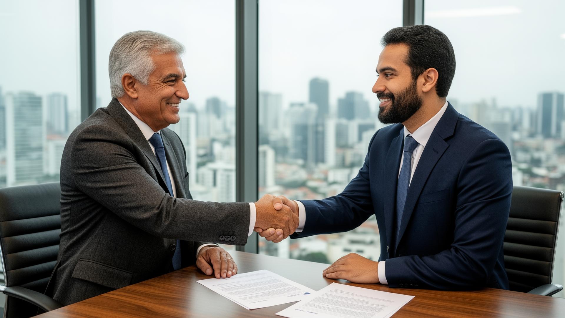 Profissionais fechando acordo