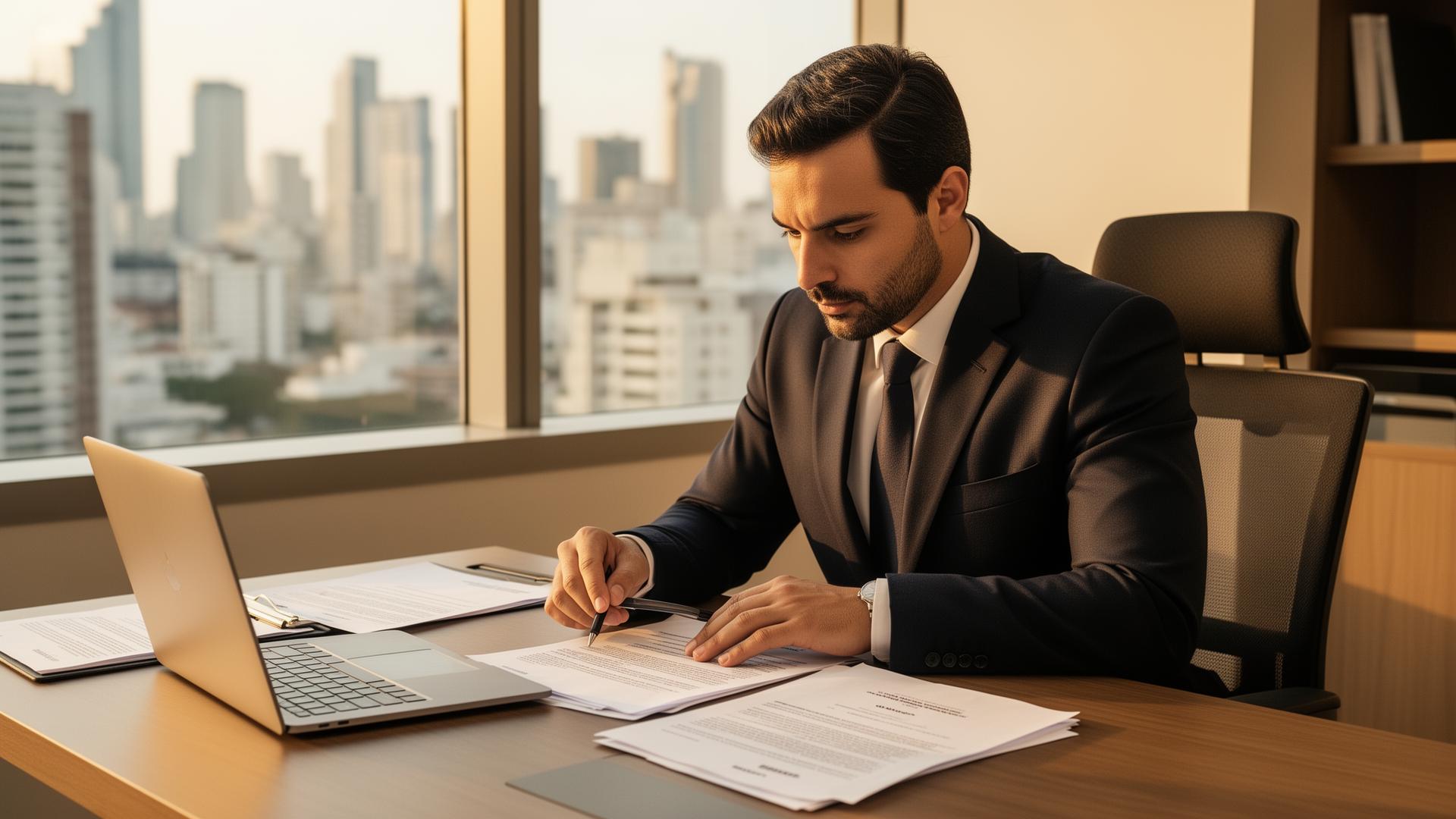 Profissional analisando documentos